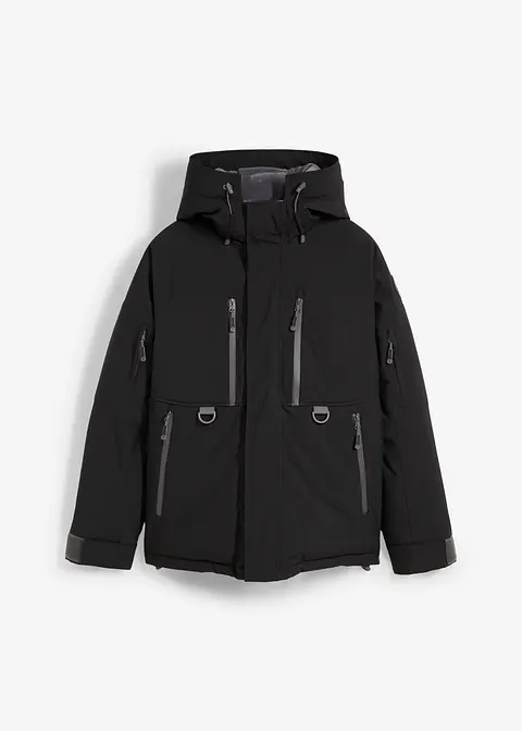 wasserdichte Ski-Jacke mit Schneefang in schwarz von vorne - bonprix