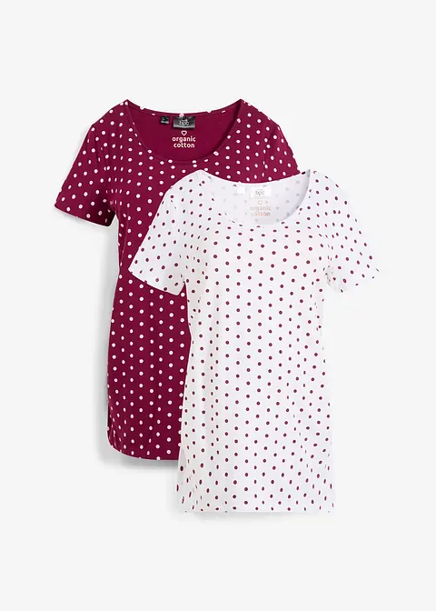 Umstandsshirts aus Bio-Baumwolle (2er-Pack) in lila von vorne - bonprix