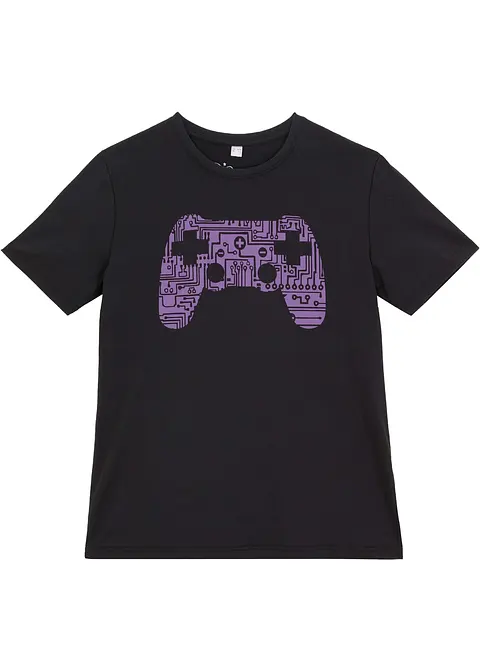 T-Shirt aus reiner Bio-Baumwolle in schwarz von vorne - bonprix