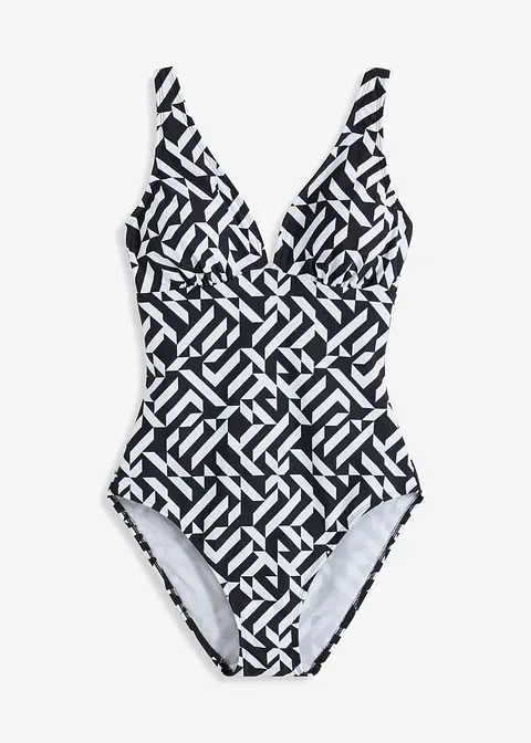 Shape Badeanzug leichte Formkraft in schwarz von vorne - bonprix