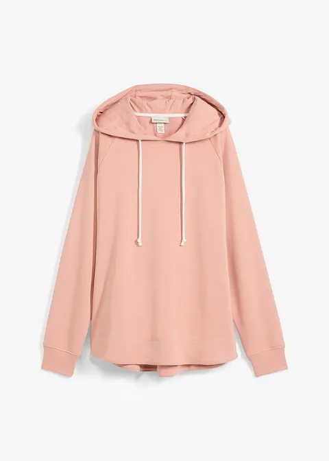 Hoodie aus weichem Frottee in rosa von vorne - bonprix