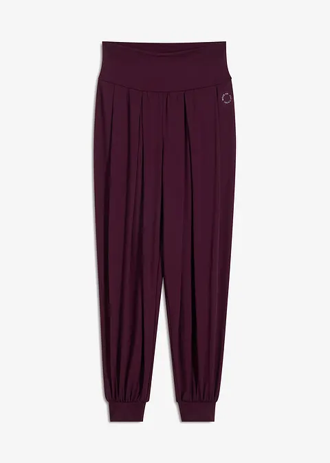 Weite Sporthose mit  umklappbaren Bund in lila von vorne - bonprix