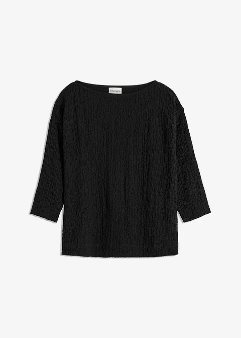Shirt mit Struktur in schwarz von vorne - bonprix