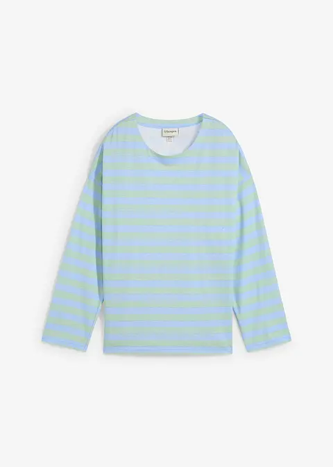 Oversized-Shirt aus reiner Baumwolle in blau von vorne - bonprix