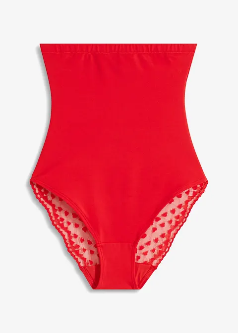 Highwaist Shape Panty mit Herzchenspitze und starker Formkraft in rot von vorne - bonprix