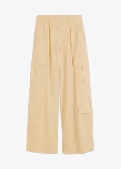 Cargohose aus reiner Baumwolle in beige von vorne - bonprix