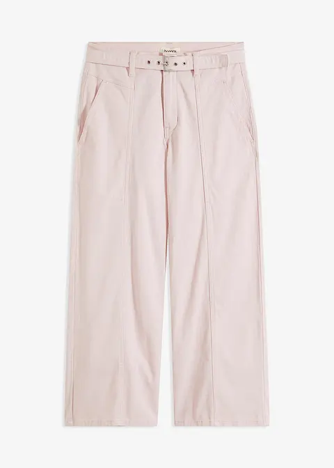 Stretch-Twill-Culotte mit Gürtel in rosa von vorne - bonprix