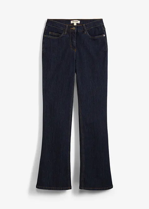 Bootcut Jeans Mid Waist, Stretch in blau von vorne - bonprix