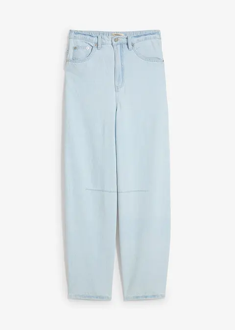 Balloon Jeans High Waist Bequembund, Super Soft, cropped in blau von vorne - bonprix