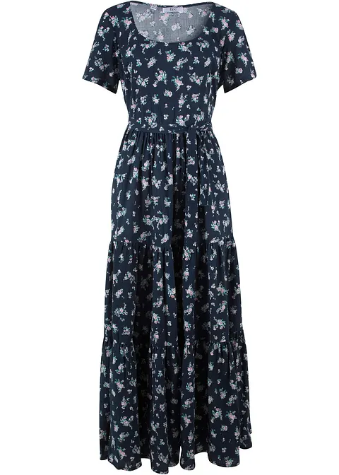 Kleid mit kurzen Ärmeln in blau von vorne - bonprix