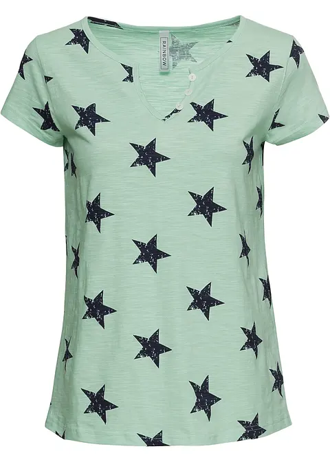 Shirt mit Sternen in grün von vorne - bonprix