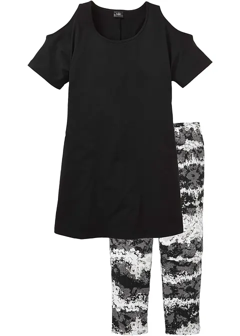 Capri Pyjama mit kurzen Ärmeln in schwarz - bonprix