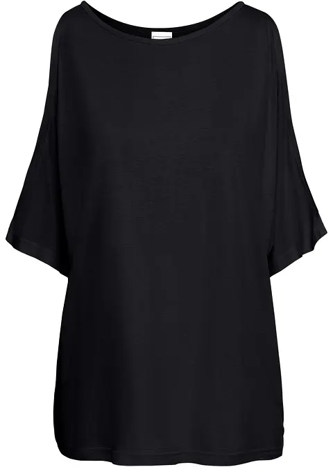 Cold-Shoulder-Shirt in schwarz von vorne - bonprix