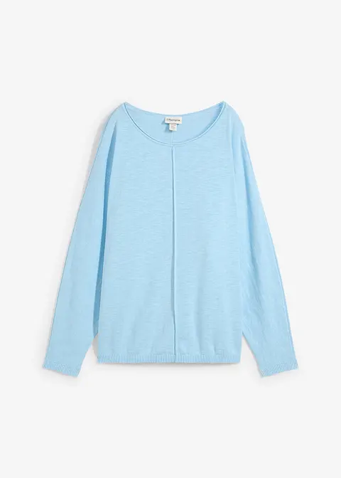 Oversize-Pullover in blau von vorne - bonprix