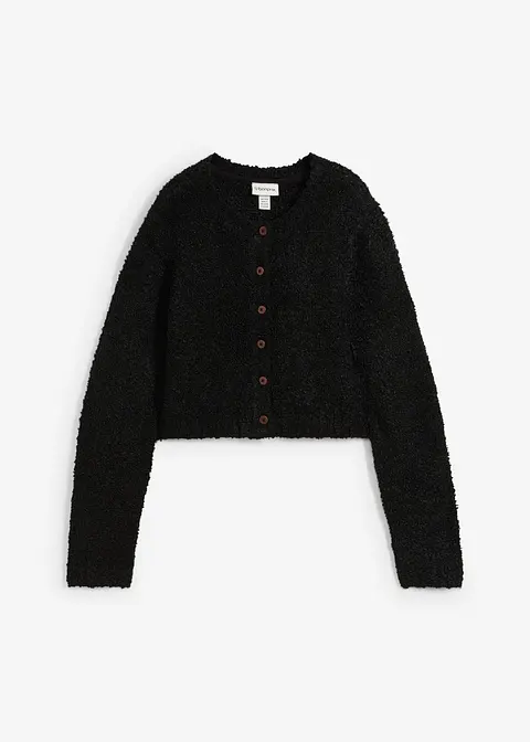 Kurze Strickjacke in schwarz von vorne - bonprix