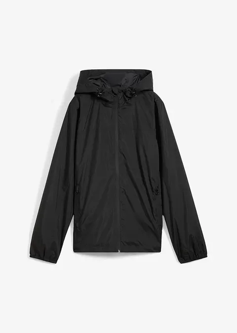 wasserdichte Regenjacke, mit Beutel in schwarz von vorne - bonprix