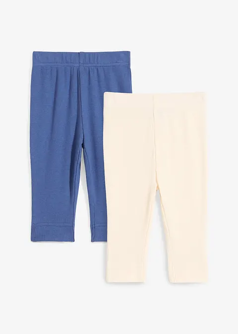 Gerippte Leggings aus Bio-Baumwolle (2er Pack) in blau von vorne - bonprix