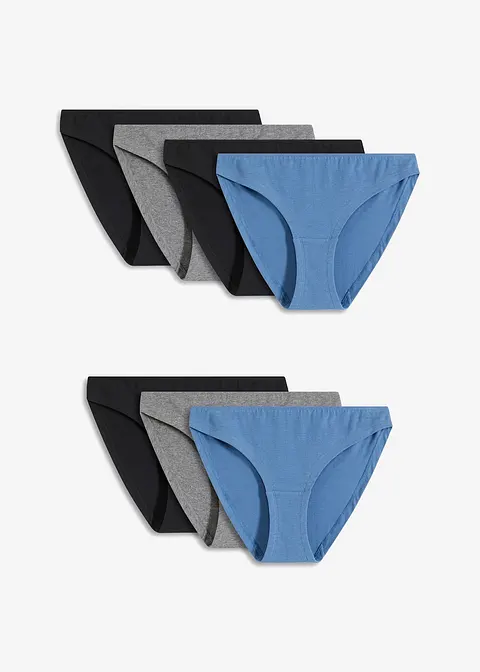 Mini Slip mit Bio-Baumwolle (7er Pack) in schwarz von vorne - bonprix