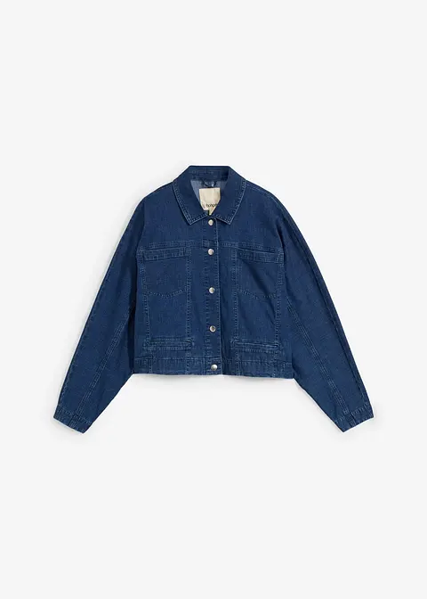 Jeansjacke, verkürzt in blau von vorne - bonprix