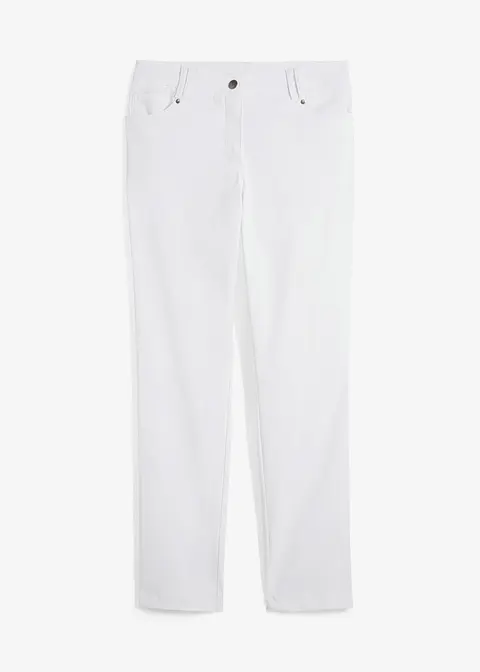 Bengalin-Stretch-Hose mit Bequembund, Straight in weiß von vorne - bonprix