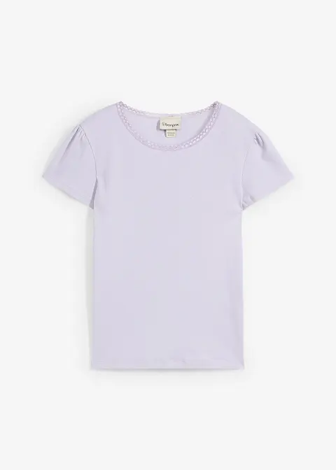 Rippshirt aus reiner Bio-Baumwolle in lila von vorne - bonprix