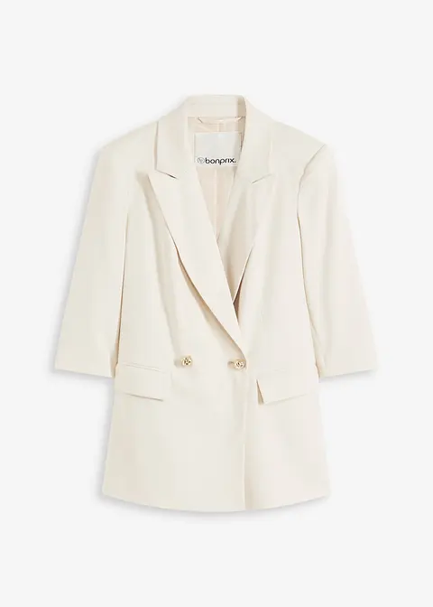 3/4-Arm Longblazer in beige von vorne - bonprix