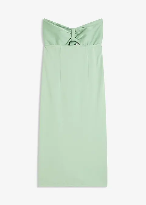 Bandeau-Kleid mit glänzendem Satin in grün von vorne - bonprix