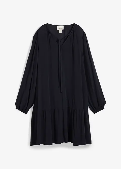 Tunika-Kleid aus fließender Viskose in schwarz von vorne - bonprix