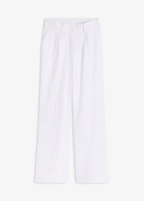 Palazzo-Hose aus luftigem Leinen-Mix in weiß von vorne - bonprix