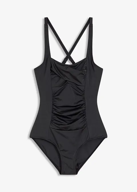 Shape Badeanzug aus glänzendem Material mittlere Formkraft in schwarz von vorne - bonprix