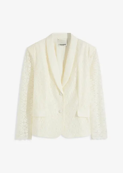Blazer aus Spitze in weiß von vorne - bonprix