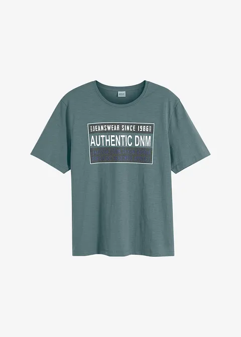 T-Shirt aus reiner Baumwolle, Loose Fit in grau von vorne - bonprix