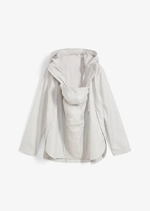 Ultraleichte wind- und regenfeste Umstands- und Tragejacke in grau von vorne - bonprix