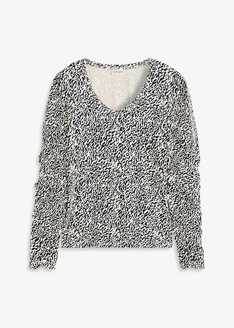 Shirtbluse mit Raffungen in beige von vorne - bonprix