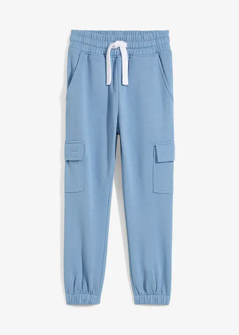 Jogginghose mit Cargotaschen in blau von vorne - bonprix