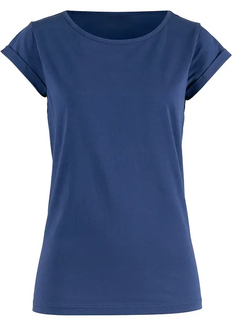T-Shirt aus reiner Baumwolle in blau von vorne - bonprix