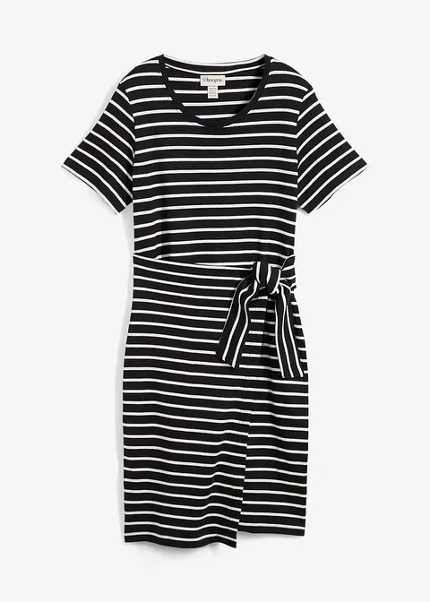Jerseykleid aus reiner Baumwolle in schwarz von vorne - bonprix