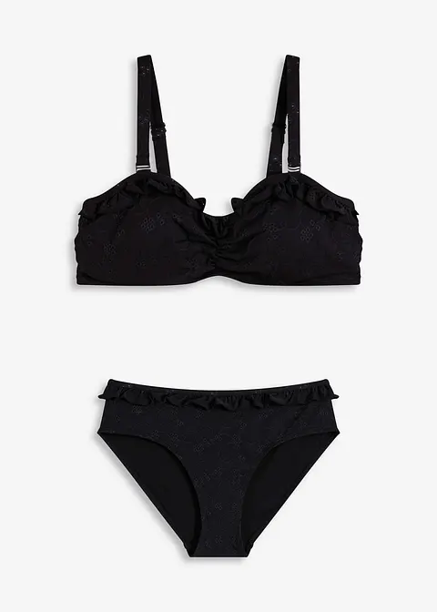 Bügel Bikini (2-tlg.Set) in schwarz von vorne - bonprix