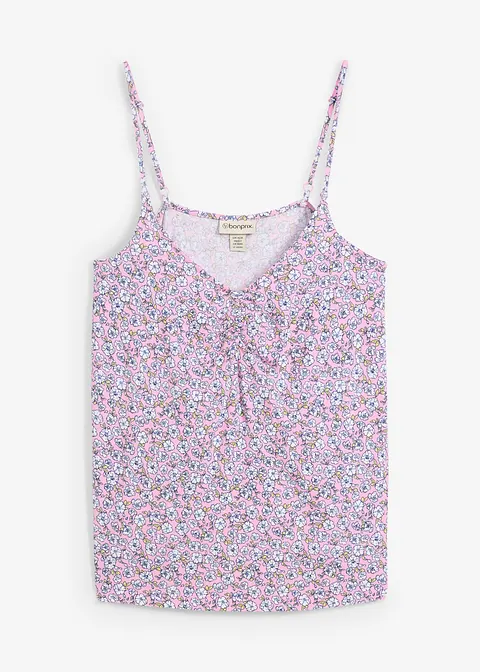 Geblümtes Top aus fließender Viskose in rosa von vorne - bonprix