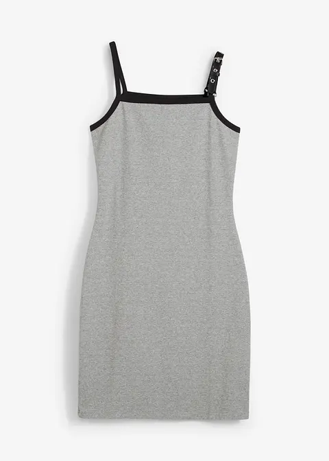 Trägerkleid mit Kontrastsaum in grau von vorne - bonprix