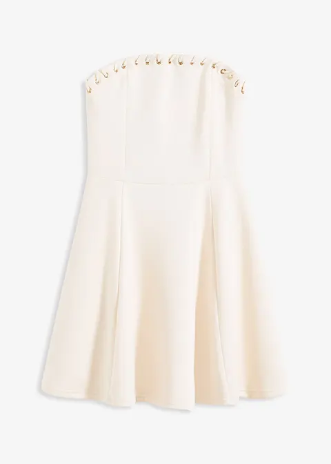 Minikleid mit Kettendetail in weiß von vorne - bonprix