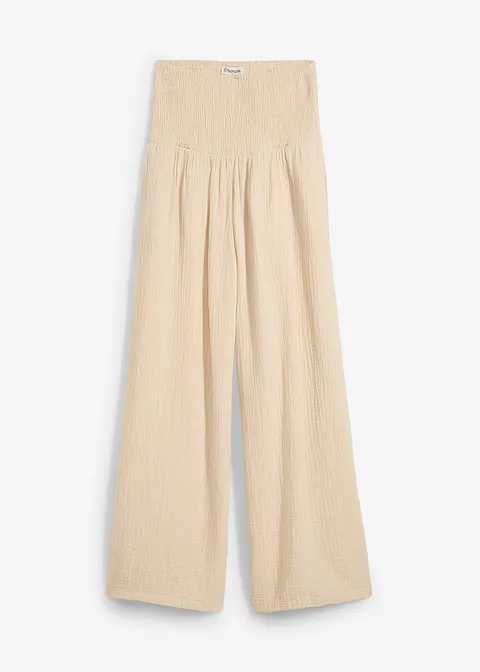 Palazzo-Hose aus Musselin in beige von vorne - bonprix