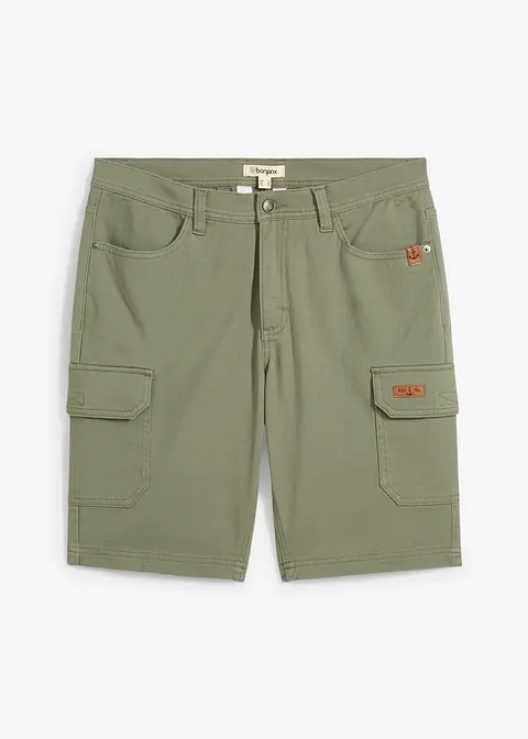 Stretch-Bermuda, Slim Fit in grün von vorne - bonprix