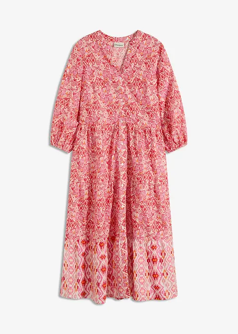 Midikleid aus leichter Baumwolle in weiß von vorne - bonprix