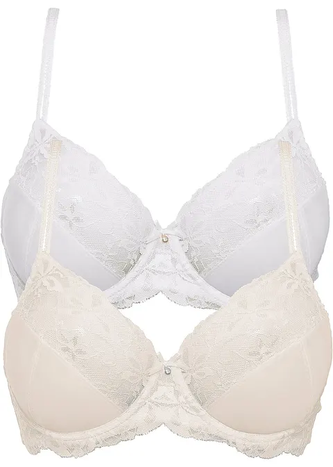 BH mit feiner Spitze (2er Pack) in rosa von vorne - bonprix