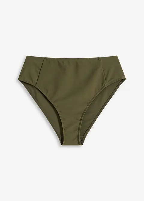 Highwaist-Bikinihose mit hohem Beinausschnitt in grün von vorne - bonprix