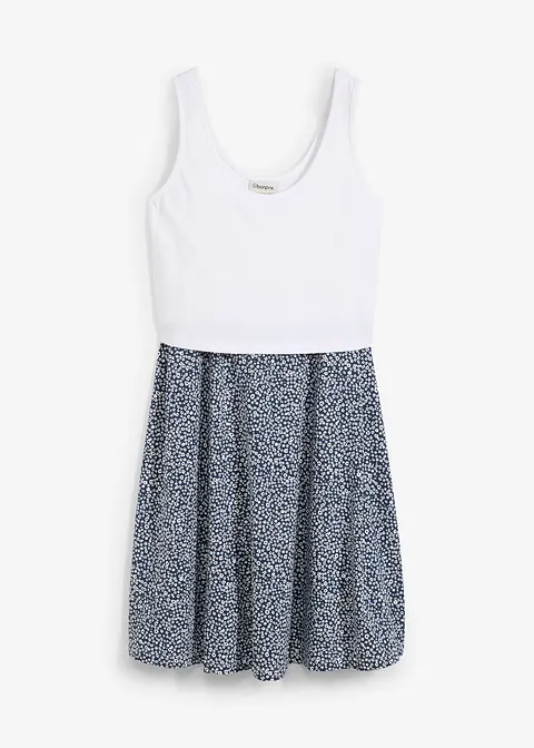 2-in-1 Umstands- und Stillkleid aus Bio-Baumwolljersey in weiß von vorne - bonprix