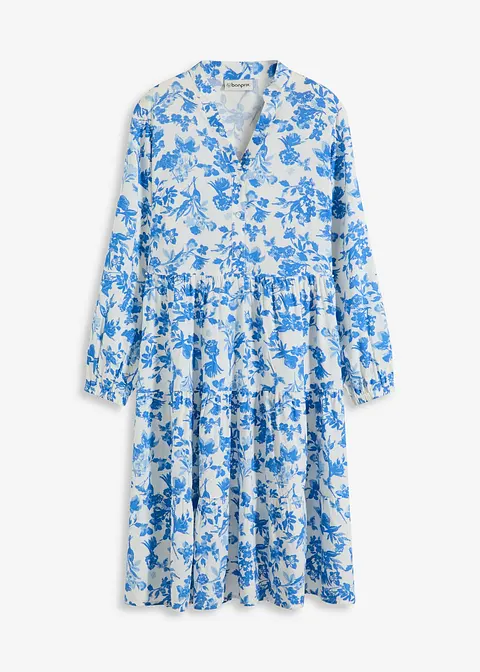 Tunika-Kleid aus fließender Viskose in blau von vorne - bonprix