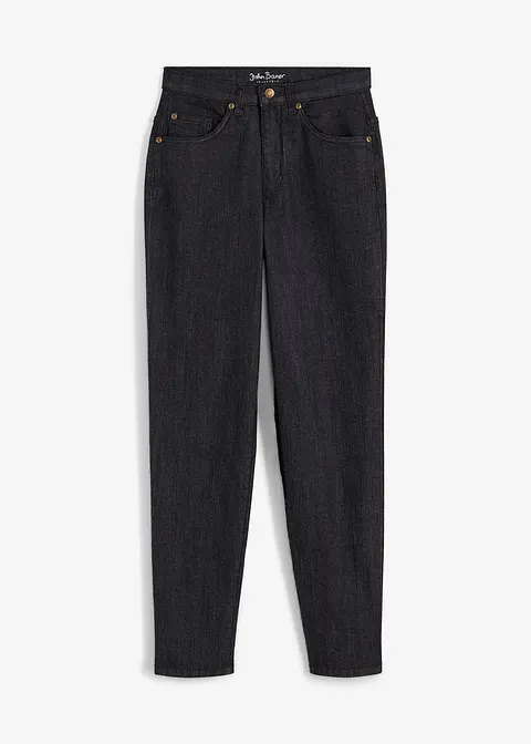 Mom Jeans High Waist, Stretch in schwarz von vorne - bonprix