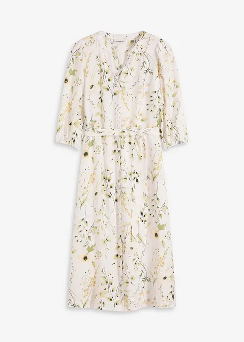 bedrucktes Blusenkleid in weiß von vorne - bonprix